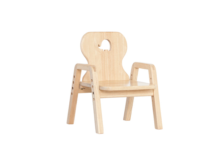 a wooden chair with a hole in the back of it