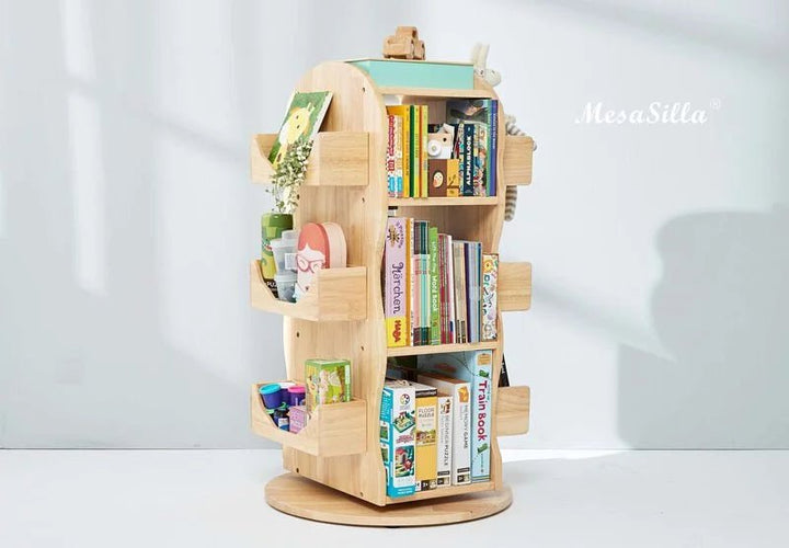 a bookshelf made out of wood with books on it